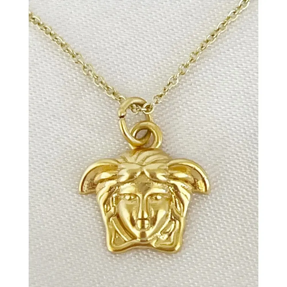 VERSACE Mini Medusa Head Zipper Pull Pendant Necklace Gold Tone - Picture 3 of 8